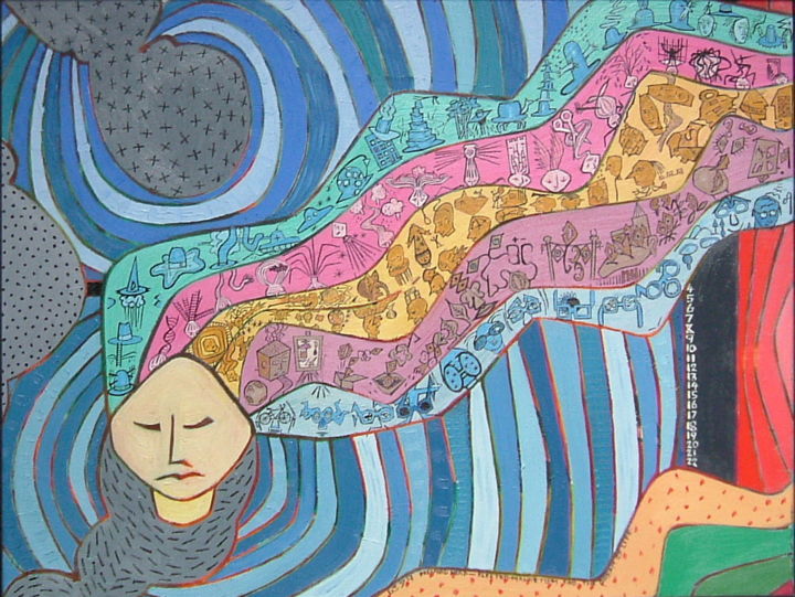 Painting titled "Dreaming Head" by Gerald Shepherd F.F.P.S., Original Artwork, Oil