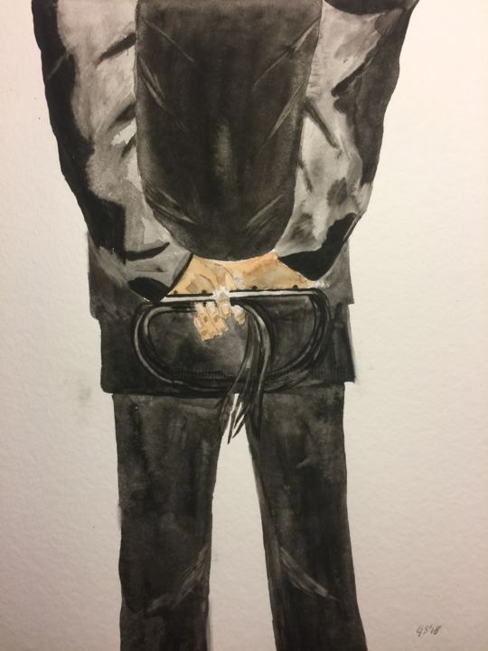 Malerei mit dem Titel "dominator" von Gudrun Sageder, Original-Kunstwerk, Aquarell