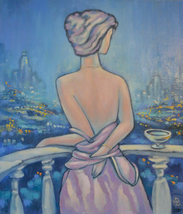 Malerei mit dem Titel "On the balcony" von Dim Safonsky, Original-Kunstwerk, Acryl