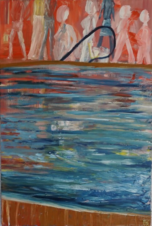 Painting titled "City-Fountain-London" by Peter Stutz, Original Artwork, Oil