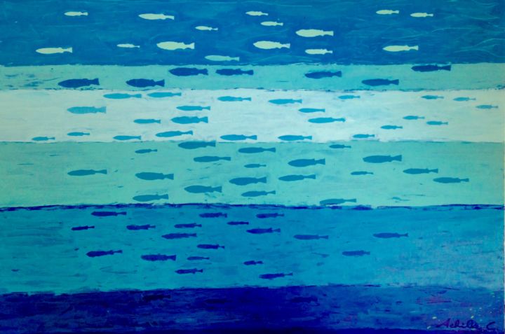 Fish 2 绘画, 39.4x59.1 in