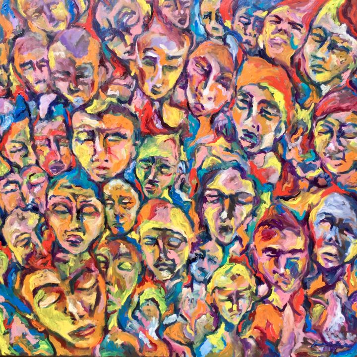 Painting titled "Dehumanization with…" by Lex Veen, Original Artwork, Oil