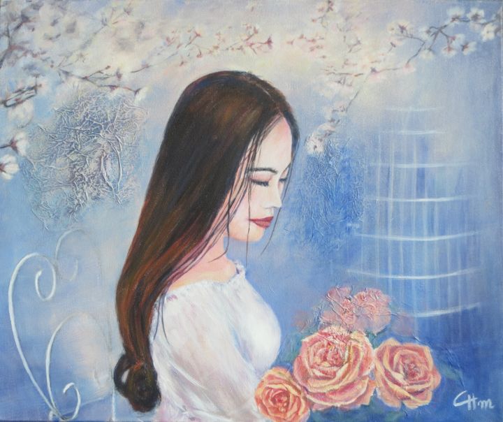 Peinture intitulée "reverie-sous-le-cer…" par Chantal Martin (chm), Œuvre d'art originale, Acrylique