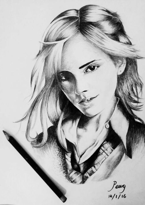 Tekening getiteld "Emma watson.jpg" door Ooi Peng Yeh, Origineel Kunstwerk, Potlood