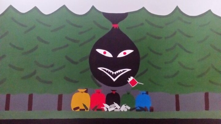 Painting titled "Please do not throw…" by Rembert Räni, Original Artwork, Acrylic