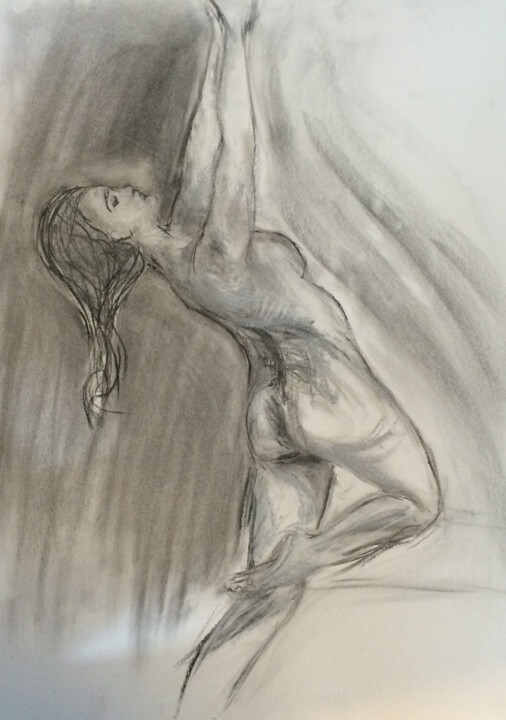 Dessin intitulée "ondine 1" par Marie Pascale Martins, Œuvre d'art originale, Fusain
