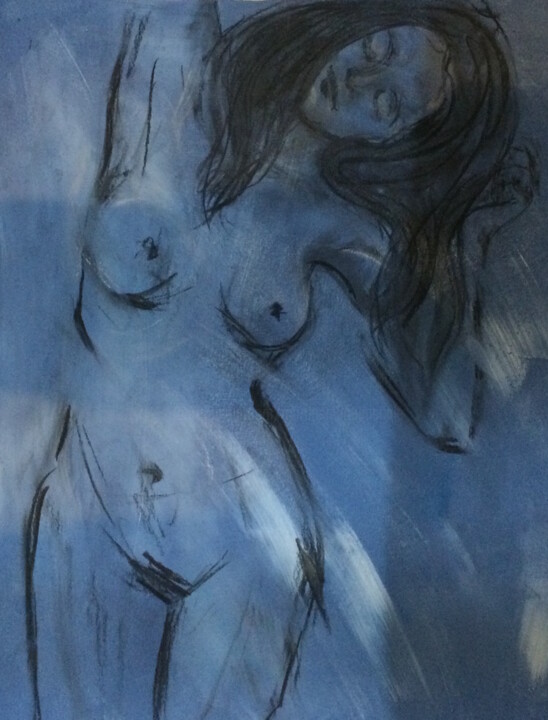 Dessin intitulée "ondine 4" par Marie Pascale Martins, Œuvre d'art originale, Fusain