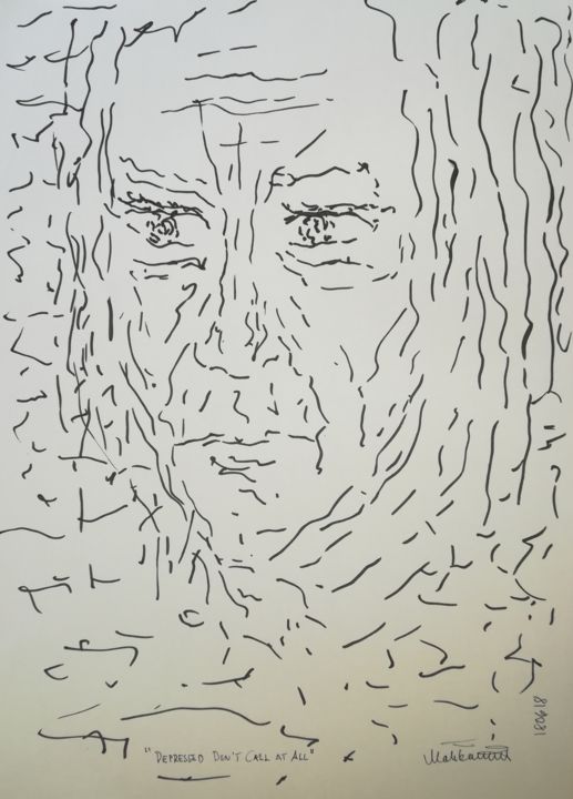 Drawing titled "Depressed Can t Cal…" by Pertti Matikainen, Original Artwork, Marker