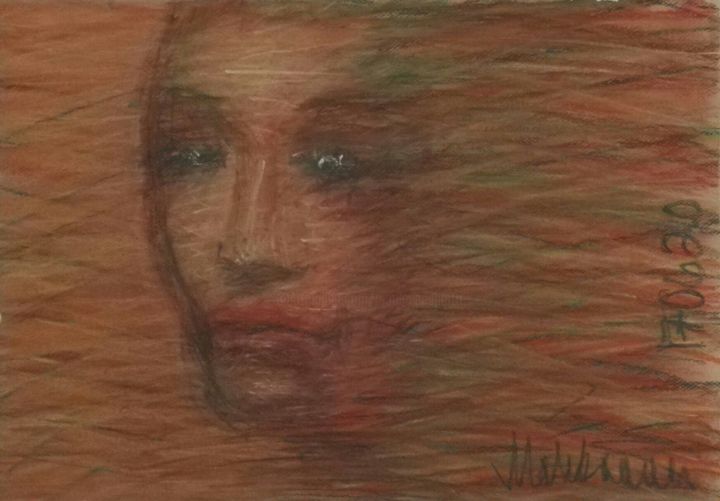Painting titled "imaginary-faces No…" by Pertti Matikainen, Original Artwork, Pastel