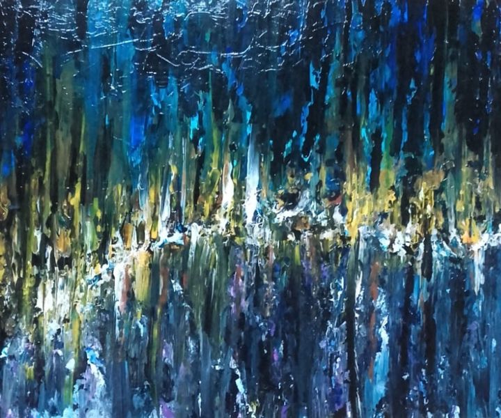 Peinture intitulée "Le couchant" par Hkine, Œuvre d'art originale, Acrylique