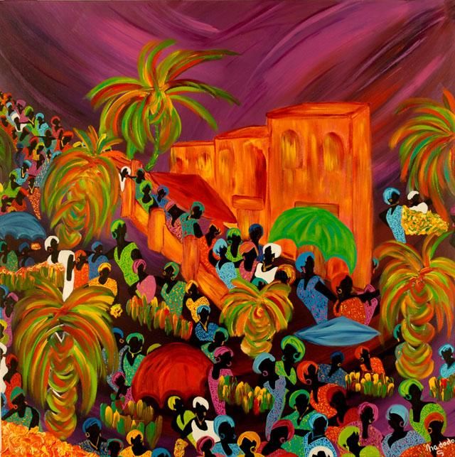 Le marché de la rue 绘画, 39.4x39.4 in