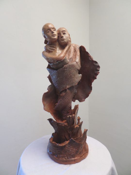 Sculptuur getiteld "les inséparables" door Martine Woellet, Origineel Kunstwerk