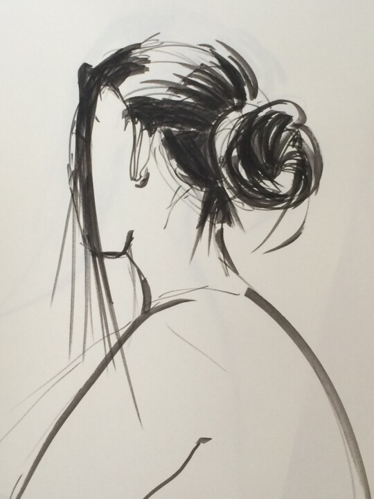Dessin intitulée "croquis femme 3" par Marie Pascale Martins, Œuvre d'art originale, Encre