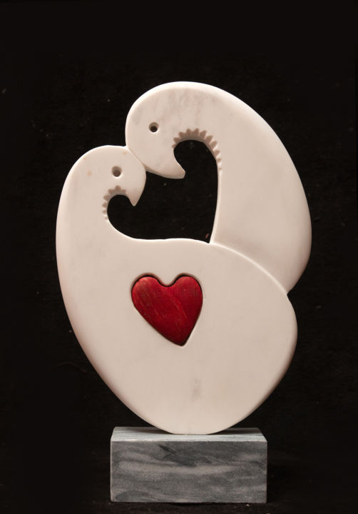 Sculpture titled "Bird family-3" by Mladen Milanov, Original Artwork, Stone