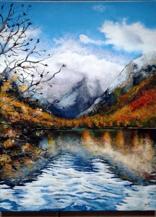 Painting titled ""LAC DE BIAUDOS "…" by Yaël En Couleurs, Original Artwork, Acrylic
