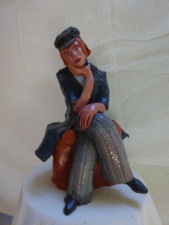 Sculptuur getiteld "voyageuse" door Martine Woellet, Origineel Kunstwerk