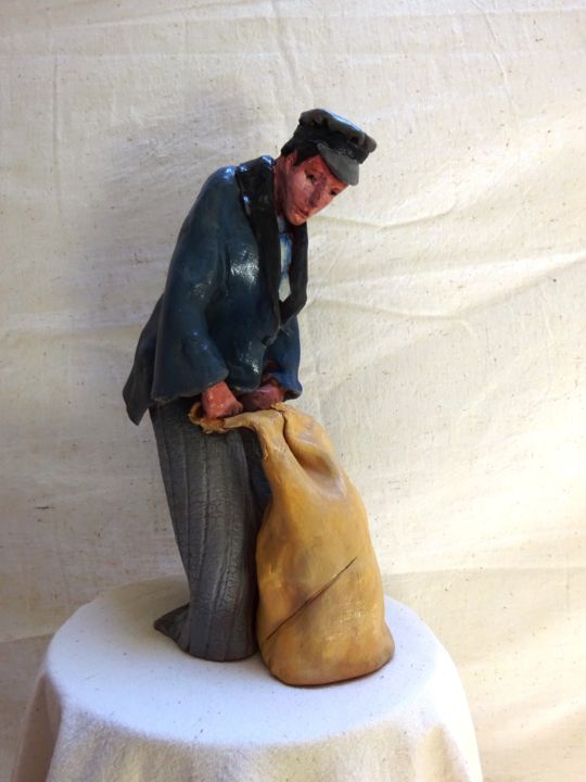 Sculptuur getiteld "voyageur" door Martine Woellet, Origineel Kunstwerk