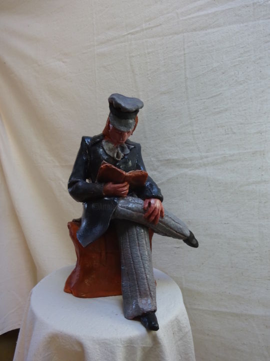 Sculptuur getiteld "voyageuse" door Martine Woellet, Origineel Kunstwerk
