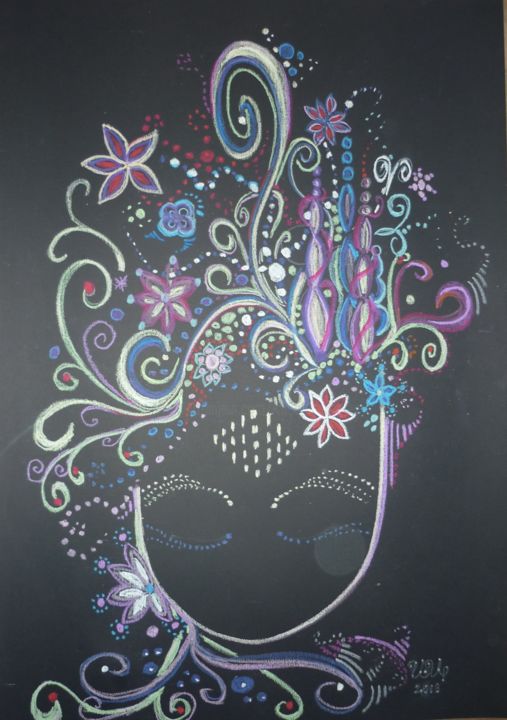 Tekening getiteld "Face of a flower 1" door Ivan Arabadzhiev, Origineel Kunstwerk, Pastel