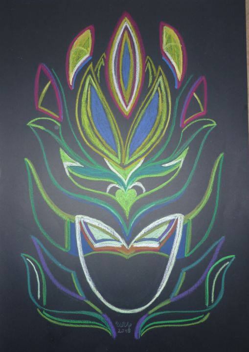 Tekening getiteld "Face of a flower 3" door Ivan Arabadzhiev, Origineel Kunstwerk, Pastel