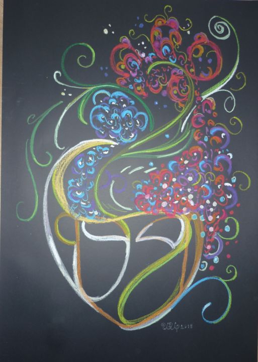 Tekening getiteld "Face of a flower 4" door Ivan Arabadzhiev, Origineel Kunstwerk, Pastel