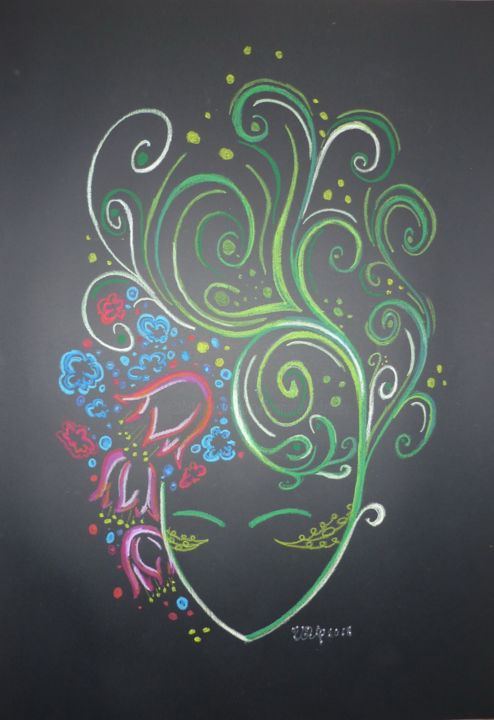 Tekening getiteld "Face of a flower 5" door Ivan Arabadzhiev, Origineel Kunstwerk, Pastel