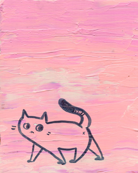 Abstract Pussycat Pink 绘画, 6.2x5 in