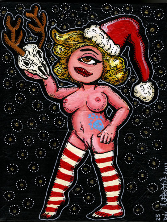 Miss Cyclope Mère Noël 绘画, 10.2x7.9 in
