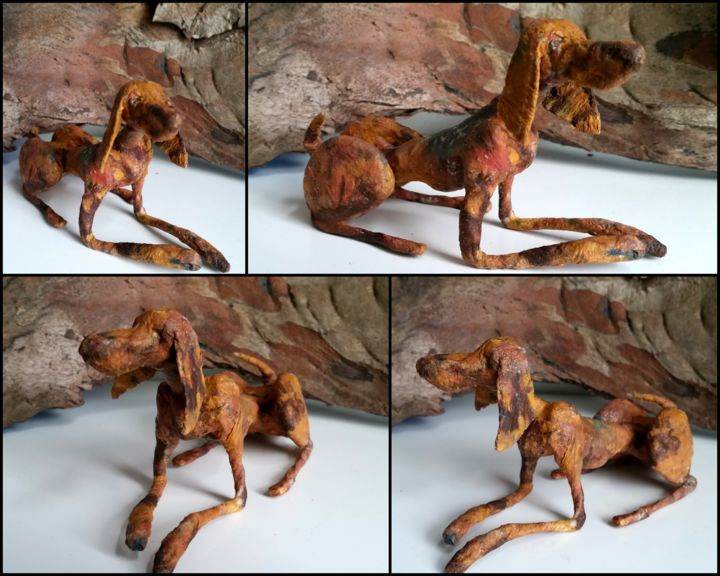 Chien d'artiste 雕塑, 2.8x5.5 in