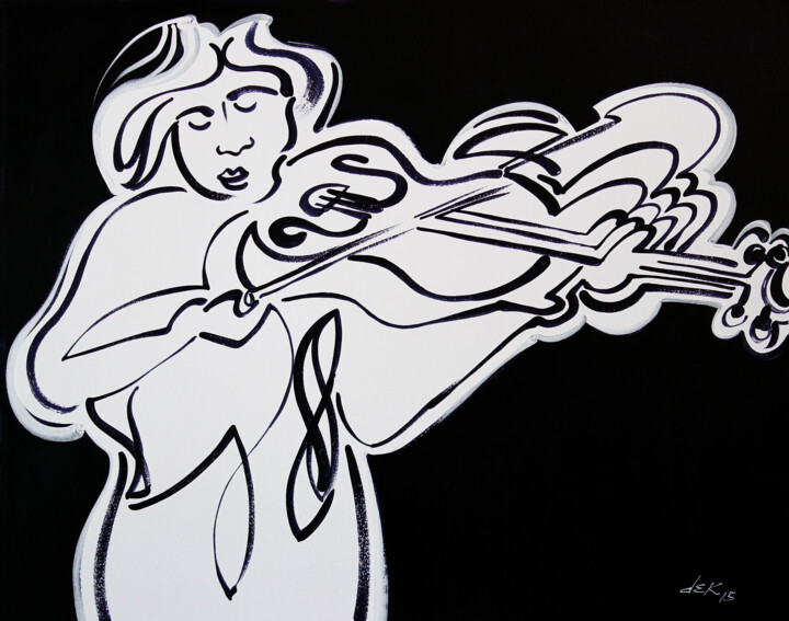 the-violinist-100x80-cm-2015-acrylic-on-paperboard 绘画, 31.5x39.4 in