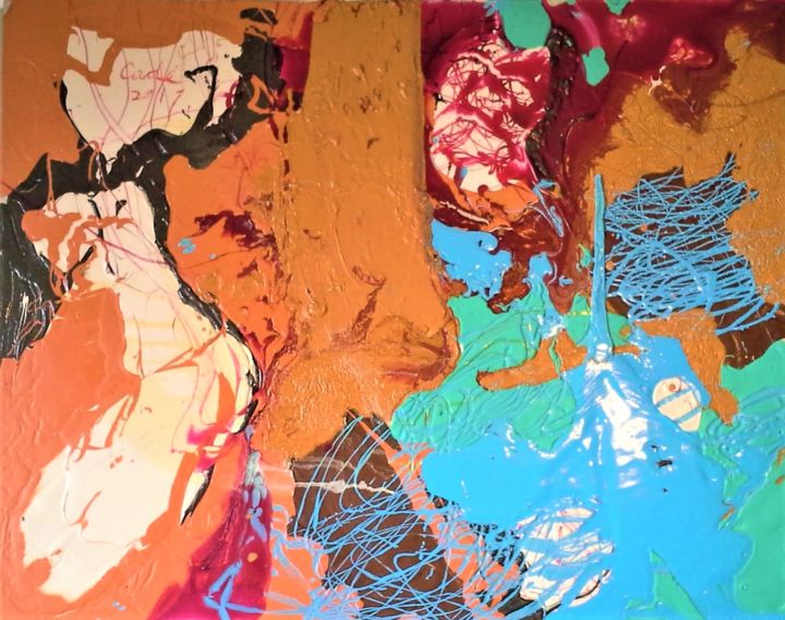 Painting titled "MULTI-ROBOT TRAJECT…" by David Cade, Original Artwork, Acrylic