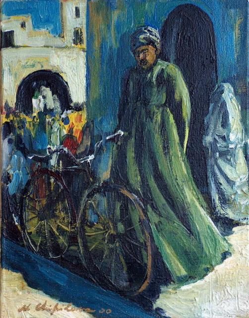 Peinture intitulée "Le jugement du vélo" par Nathalia Chipilova, Œuvre d'art originale, Huile