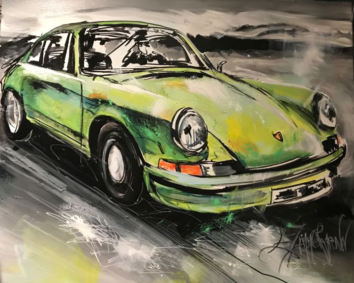 Peinture intitulée "Porsche. À la ligne" par Elise Zimmermann, Œuvre d'art originale