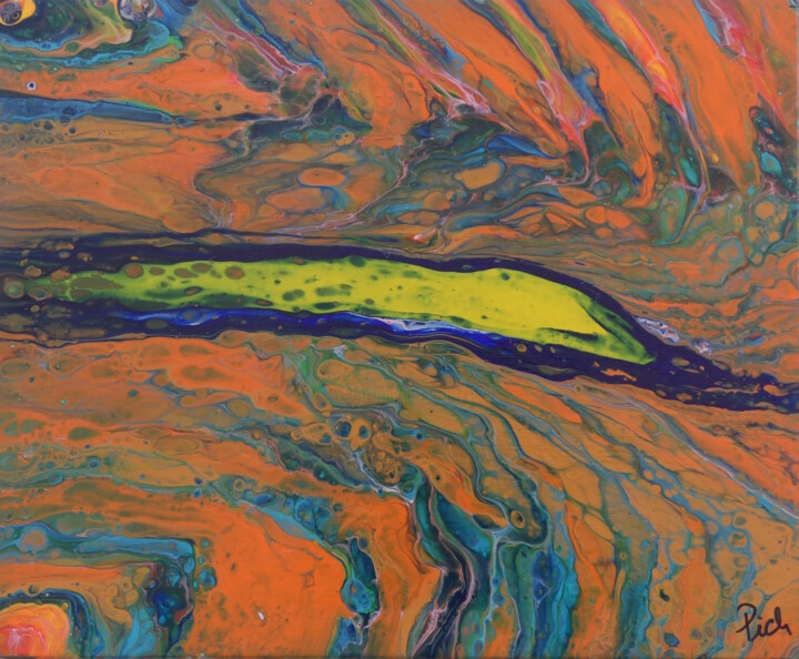Pintura titulada "La murène jaune des…" por Pich, Obra de arte original, Acrílico Montado en Bastidor de camilla de madera