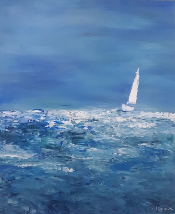 le grand bleu 绘画, 21.7x18.1 in