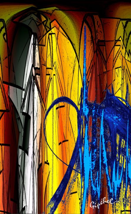 Arts numériques intitulée "Abstraction gothique" par Gipéhel, Œuvre d'art originale, Peinture numérique