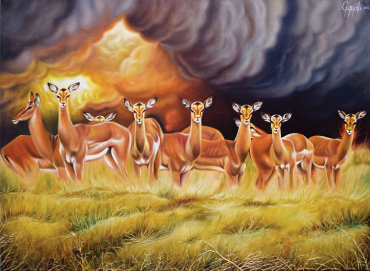Painting titled "UNITY" by G.Gupta, Original Artwork, Oil
