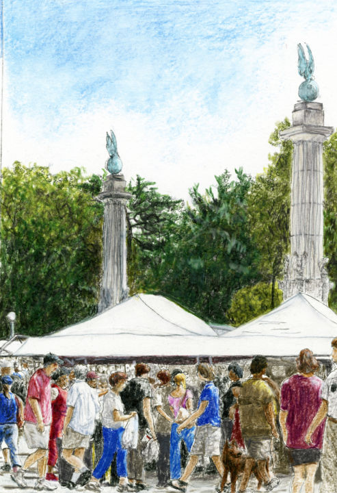 Painting titled "Farmer's Market, Gr…" by Jim Fischer, Original Artwork