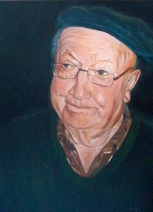 Peinture intitulée "Monsieur Jean" par Maryse Curinier-Rochette, Œuvre d'art originale, Huile Monté sur Autre panneau rigide