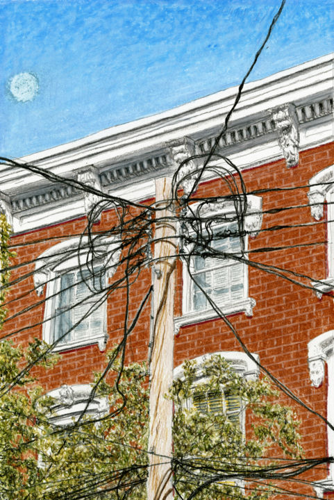 Painting titled "Utility Pole, Carro…" by Jim Fischer, Original Artwork, Other