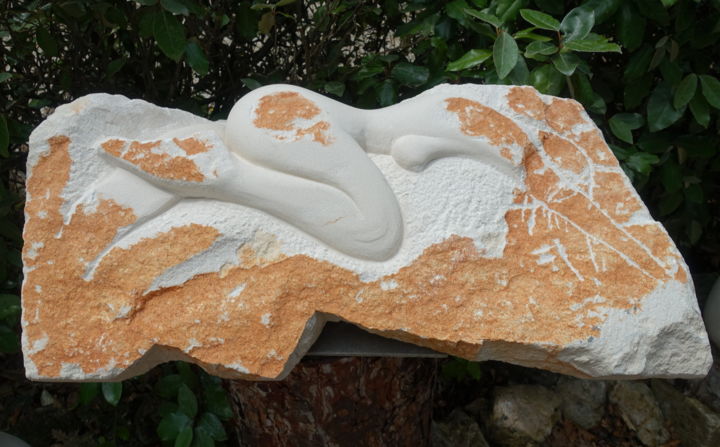 Skulptur mit dem Titel "rep...eau" von Walter Kuschniersch, Original-Kunstwerk, Stein