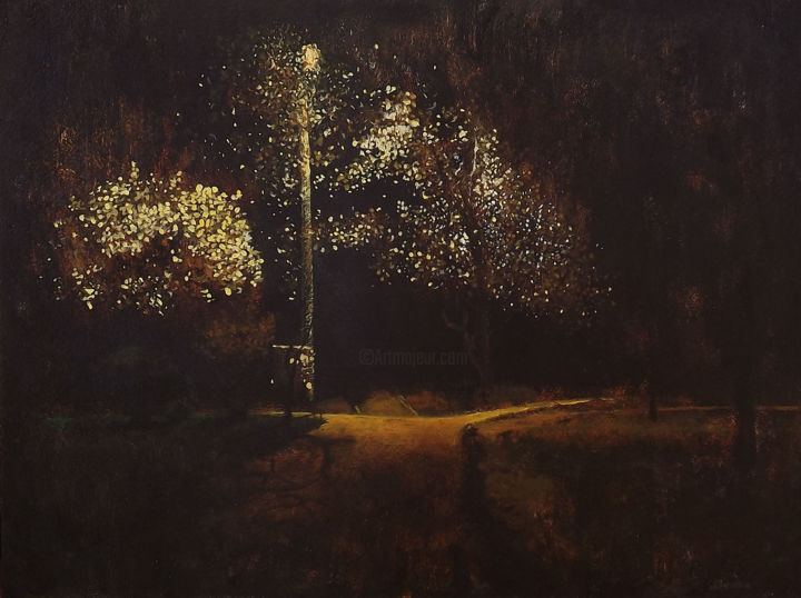 Peinture intitulée "flowering-apricot-t…" par Danil Shurykin, Œuvre d'art originale, Acrylique