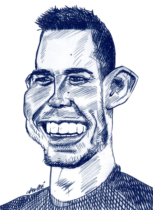 Disegno intitolato "Lucas Hernandez" da Bertrand Daullé, Opera d'arte originale, Matita