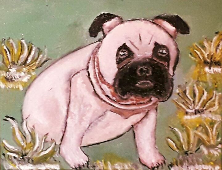 Painting titled "Arthur" by Rodolphe Quinet, Original Artwork, Oil Mounted on Cardboard