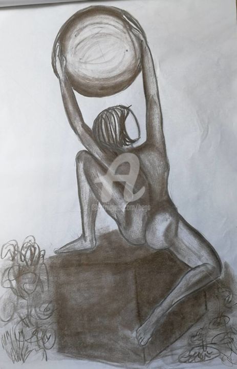 Drawing titled "ATLAS  ©" by Bega, Original Artwork, Pencil