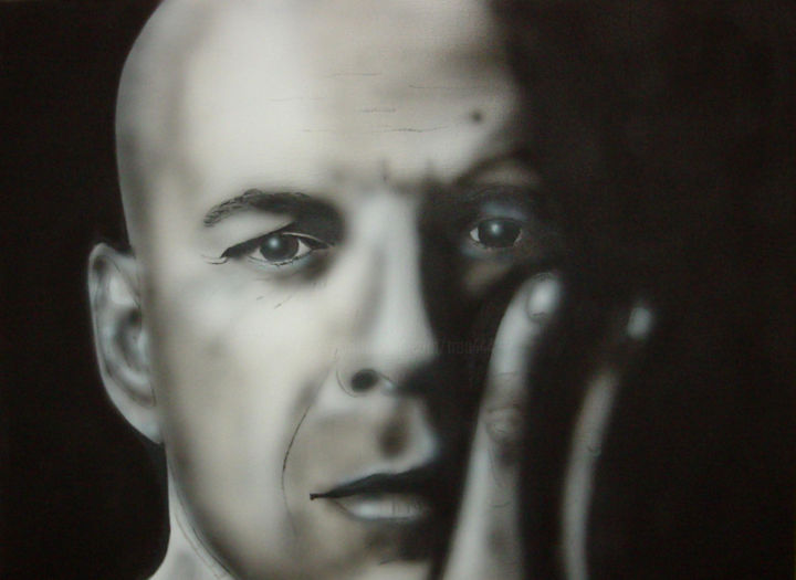 bruce-willis-Reproduktion 绘画, 15.8x19.7 in