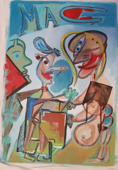 Painting titled "Girl resist mans" by Borislav Jovanovic, Original Artwork, Oil