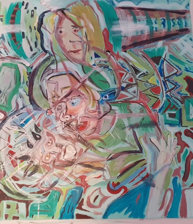 Painting titled "Jesus suffering" by Borislav Jovanovic, Original Artwork, Acrylic