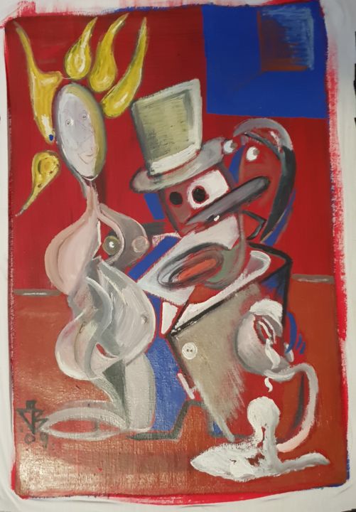 Painting titled "Gentleman Duck in l…" by Borislav Jovanovic, Original Artwork, Acrylic
