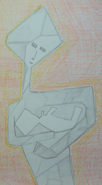Drawing titled "MOTHER & CHILD" by Koen Vlerick, Original Artwork